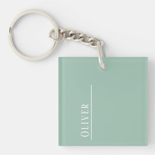 Aangepast monogram, licht saliegroen sleutelhanger (Voorkant)
