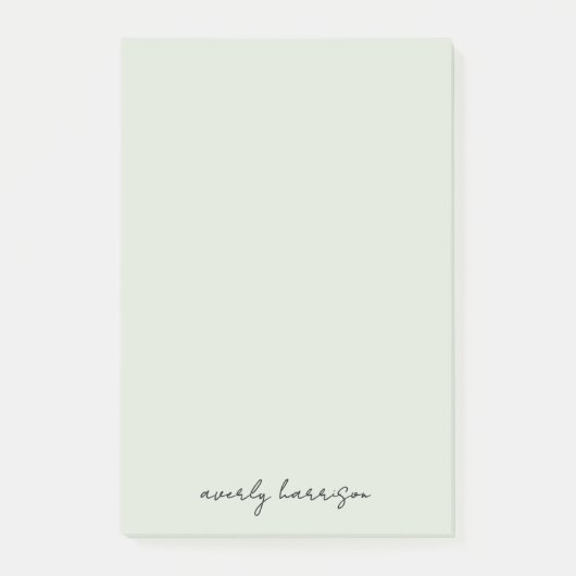 Aangepast monogram licht saliegroene chic minimali post-it® notes (Voorkant)