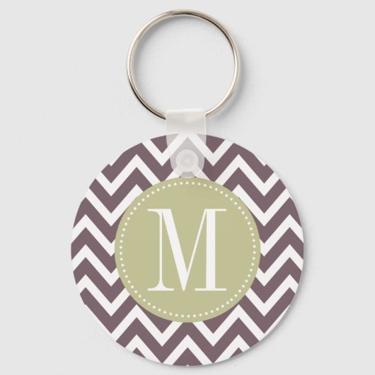 Aangepast monogram lichtgroen en Paars Chevron Sleutelhanger (Voorkant)