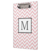 Aangepast monogram lichtroze en witte Chevron Klembord (Links)