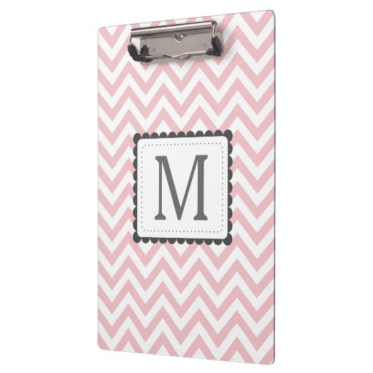 Aangepast monogram lichtroze en witte Chevron Klembord (Links)