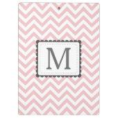 Aangepast monogram lichtroze en witte Chevron Klembord (Achterkant)