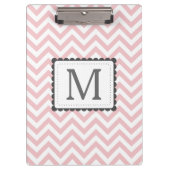 Aangepast monogram lichtroze en witte Chevron Klembord (Voorkant)