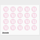 Aangepast monogram lichtroze wit initiaal nummer ronde sticker (Vel)