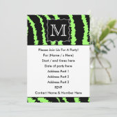 Aangepast monogram Lime Green- en Black Zebra-patr Kaart (Staand voorkant)
