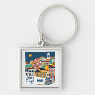 Aangepast monogram Lissabon Portugal Sleutelhanger