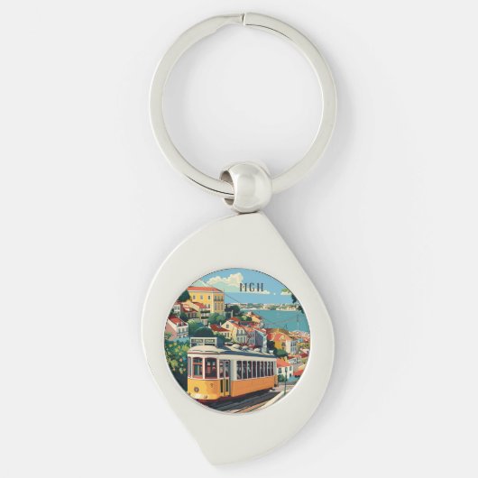Aangepast monogram Lissabon Portugal Sleutelhanger (Voorkant)