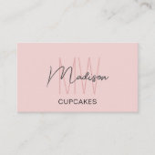 Aangepast Monogram Logo Bakkerij Roze Visitekaartje (Voorkant)