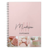 Aangepast Monogram Logo Foto Bakkerij Roze Notitieboek (Voorkant)