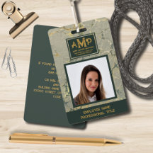 Aangepast Monogram Logo Gold Green Texture Medewer
