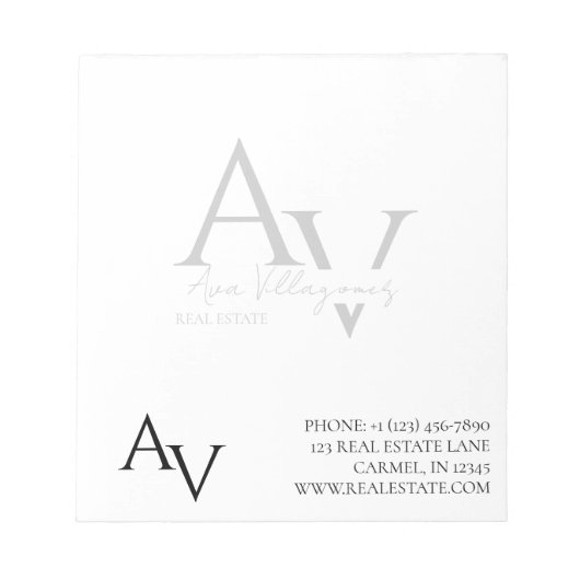 Aangepast Monogram Logo Professioneel Bedrijf Notitieblok (Voorkant)
