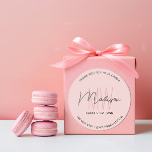 Aangepast Monogram Logo Roze Bakkerij Sticker