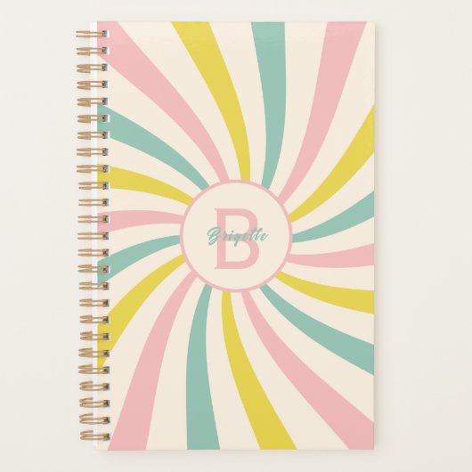 Aangepast monogram, 'Lollypop Vibes' retro Planner (Voorkant)
