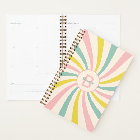 Aangepast monogram, 'Lollypop Vibes' retro Planner (Display)