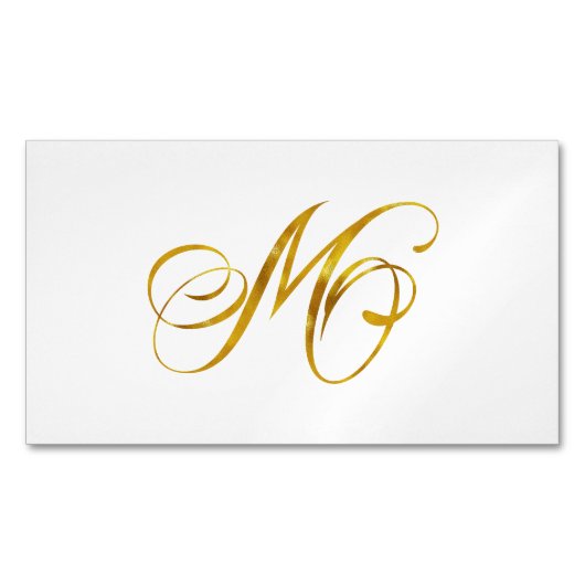 Aangepast monogram M Faux Gold Foil Monogrammen In Magnetisch Visitekaartje (Voorkant)