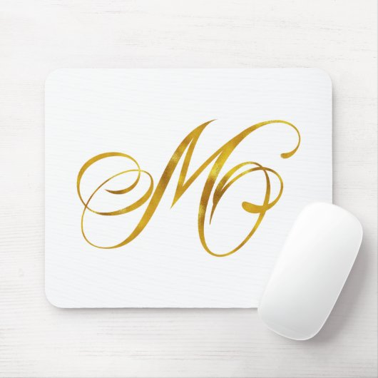 Aangepast monogram M Faux Gold Foil Monogrammen In Muismat (Met muis)
