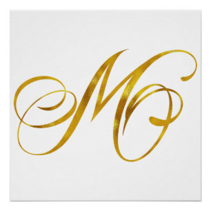 Aangepast monogram M Faux Gold Foil Monogrammen In Poster