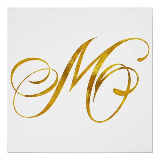 Aangepast monogram M Faux Gold Foil Monogrammen In Poster (Voorkant)