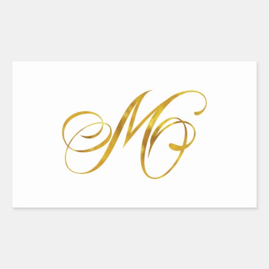 Aangepast monogram M Faux Gold Foil Monogrammen In Rechthoekige Sticker (Voorkant)