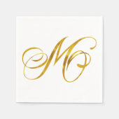 Aangepast monogram M Faux Gold Foil Monogrammen In Servetten (Voorkant)