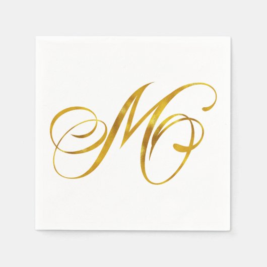 Aangepast monogram M Faux Gold Foil Monogrammen In Servetten (Voorkant)