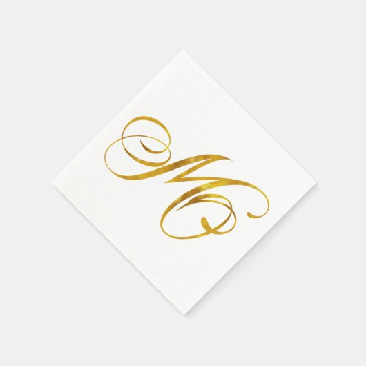 Aangepast monogram M Faux Gold Foil Monogrammen In Servetten (Hoek)