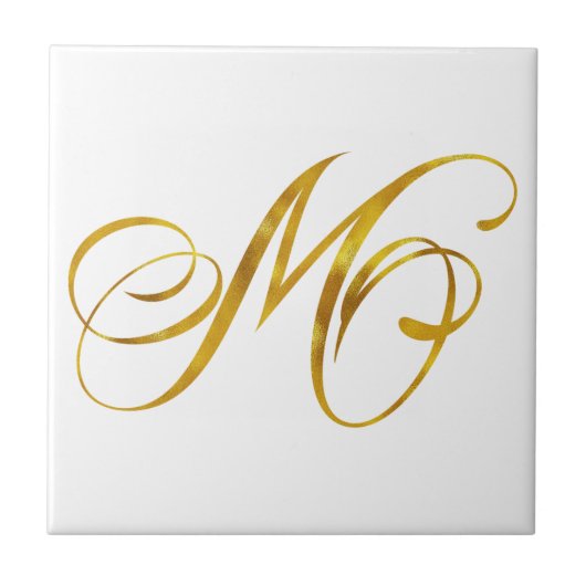 Aangepast monogram M Faux Gold Foil Monogrammen In Tegeltje (Voorkant)