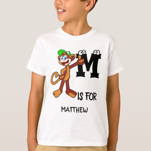Aangepast monogram M is voor schattige afbeelding T-shirt (Voorkant)
