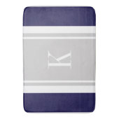 Aangepast Monogram Marine Blauw Grijs Stripes Patr Badmat (Voorkant Verticaal)