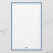 Aangepast Monogram Marine Blauwe Grens Stationery Briefpapier (Achterkant)