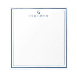 Aangepast Monogram Marine Blauwe Grens Stationery Notitieblok