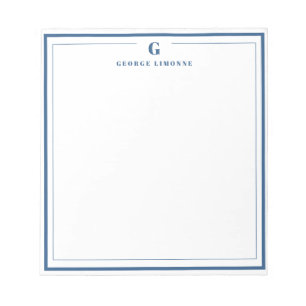 Aangepast Monogram Marine Blauwe Grens Stationery Notitieblok