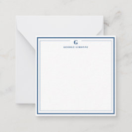 Aangepast Monogram Marine Blauwe Grens Stationery Notitiekaartje