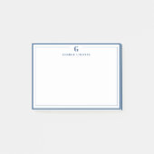 Aangepast Monogram Marine Blauwe Grens Stationery Post-it® Notes (Voorkant)