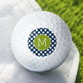 Aangepast monogram marineslauw blauw en kalkgroene golfballen