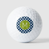 Aangepast monogram marineslauw blauw en kalkgroene golfballen (Voorkant)