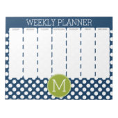 Aangepast monogram marineslauw blauw en kalkgroene notitieblok (Voorkant)