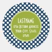 Aangepast monogram marineslauw blauw en kalkgroene ronde sticker (Voorkant)