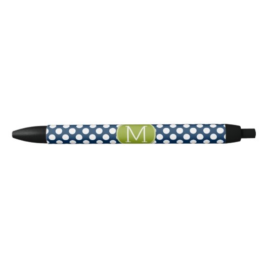 Aangepast monogram marineslauw blauw en kalkgroene zwarte inkt pen (Voorkant)