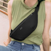 Aangepast monogram massief zwart heuptasje