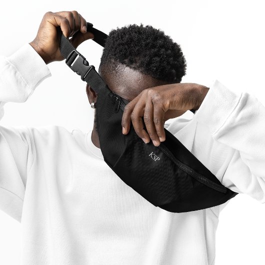 Aangepast monogram massief zwart heuptasje