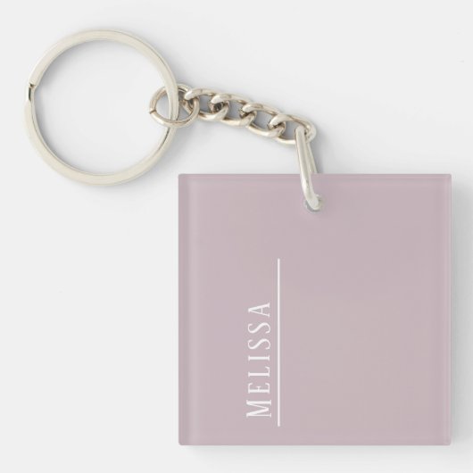 Aangepast monogram, mauve acryl sleutelhanger (Voorkant)