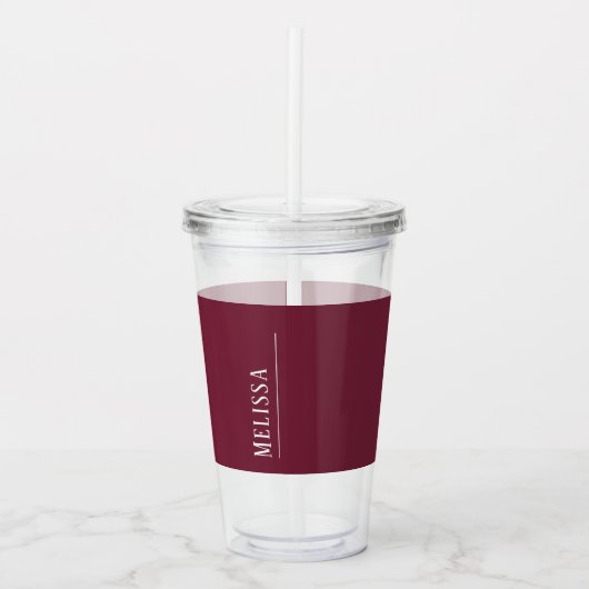 Aangepast monogram, mauve lavendel kleur acryl drinkbeker (Voorkant)
