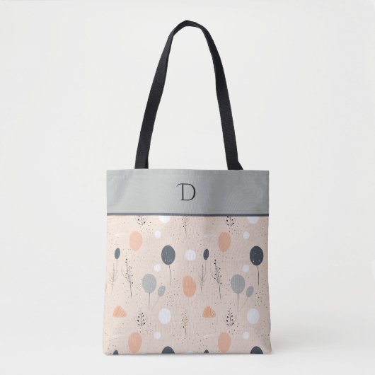 Aangepast monogram met aards minimaal pastelblad tote bag (Voorkant)