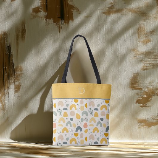 Aangepast Monogram met Abstract boogpatroon Modern Tote Bag