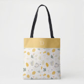 Aangepast Monogram met Abstract Botanisch Patroon Tote Bag (Voorkant)