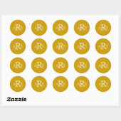 Aangepast monogram met drie letters Gold Wedding-z Ronde Sticker (Vel)