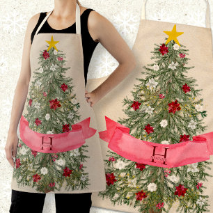 Aangepast monogram met een mooie kerstboom voor Wa Schort