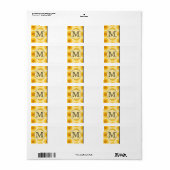 Aangepast monogram, met Gele Zonnebloemen. Etiket (Full Sheet)