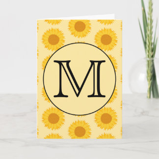 Aangepast monogram, met Gele Zonnebloemen. Notitiekaartje